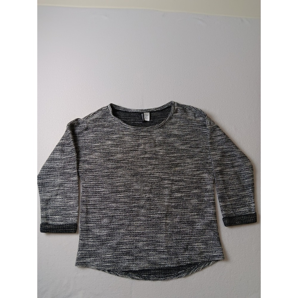 HM Divided Black White Space Dye Metallic Knit Top 3/4 Sleeve Small